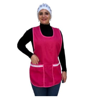 Imagem de Bata Avental Frente e touca em telinja com ajuste atras no elastico - 