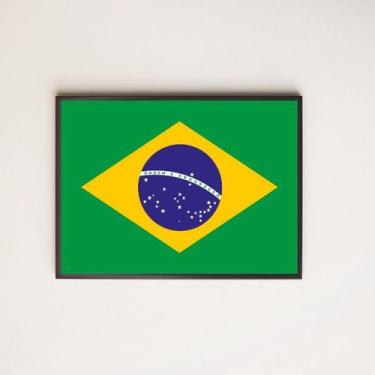 Imagem de Quadro Decorativo Bandeira Brasil 24x18cm - com vidro - Quadros On-lin