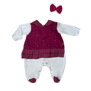 Imagem de Macacão Longo de Plush para Bebê Júlia Marsala 02 peças - Happy Baby, 