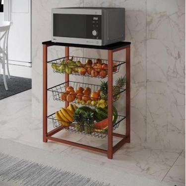 Imagem de Fruteira com Suporte para Micro-ondas Barcelona Aço Cobre Cesto Preto 