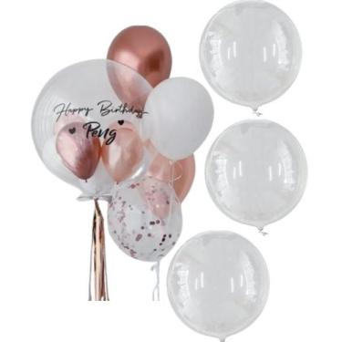 Imagem de 50 Balão Bubble Bobo 18" (45 cm) Polegadas Decoração Festa Transparent