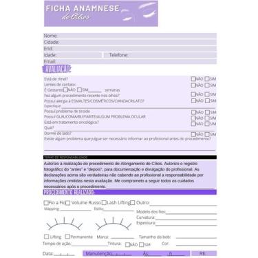 Imagem de 4 Blocos Extensão Alongamento Cílios Ficha Anamnese Cores 15x21 - Impr