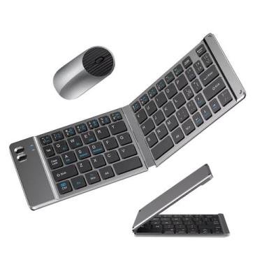 Imagem de Teclado Dobrável Portátil Bluetooth + Mouse Sem Fio Wireless para Note