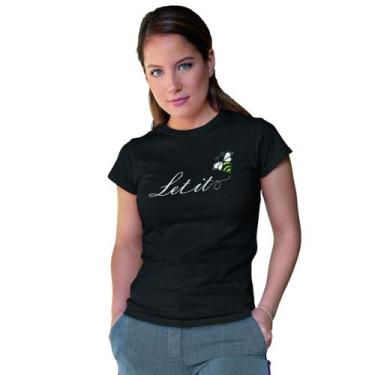 Imagem de Camiseta Feminina Let It Bee Abelha Baby Look - Hipsters, GG, Preto