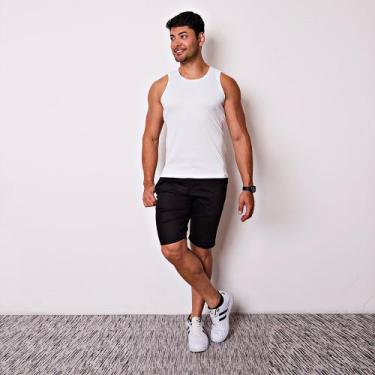 Imagem de Bermuda Masculina Esporte Fino em Sarja - I.Con, Preto, 40