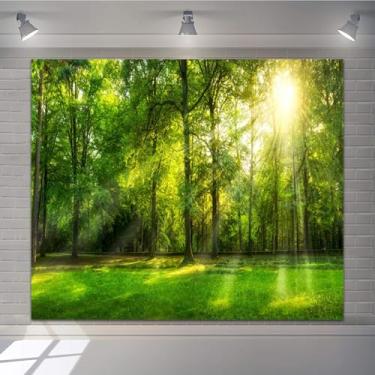 Imagem de Cenário de floresta na selva, 3 x 2,4 m, bosques verdes, luz solar, acampamento, chá de bebê, cenário, primavera, floresta, natureza, cenário, fotografia, banner, sessão de fotos, adereços de estúdio