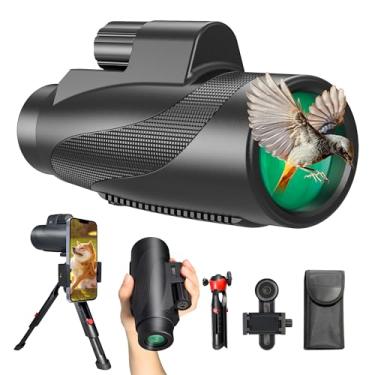 Imagem de Gosky Monóculo 12x50 para adultos, telescópio monocular com prisma BAK4 e lente FMC, monocular leve, ideal para observação de pássaros, caça, vida selvagem, caminhadas, viagens - preto
