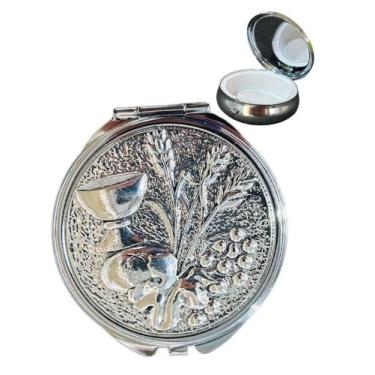 Imagem de Teca Porta Hóstia Eucaristia P/ Comunhão 6cm Cor Prateada - FSSHOPCENT