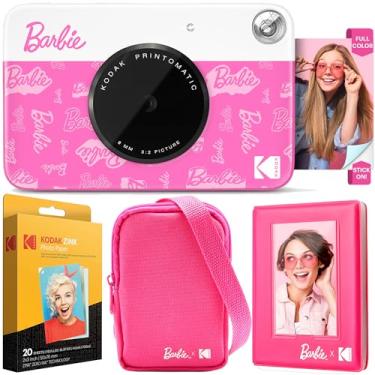Imagem de Kodak Pacote de câmera digital Barbie Printomatic com impressão instantânea colorida (estilo exclusivo) + capa para câmera Barbie Deluxe + álbum de fotos Barbie + papel Zink (20 folhas)