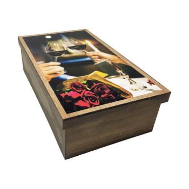 Imagem de Caixa para Vinho Tampa de Sapato 1 Div Jantar Romantico 35x20x10 Mdf P