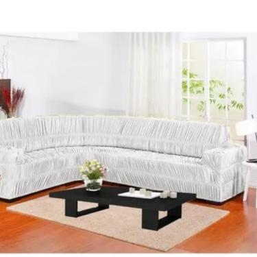 Imagem de Capa para sofa de canto elasticada em malha - MAYRA ENXOVAIS, Branco