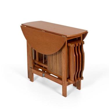 Imagem de Conjunto Dobrável Prático Mesa 4 Cadeiras Mel Bar Cozinha - TreeArbor