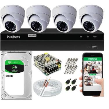 Imagem de Kit Cftv 4 Câmera Segurança Intelbras Dome Ahd Dvr Mhdx
