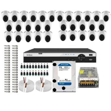 Imagem de Kit Cftv Dvr 32 Canais Intelbras 1232mhdx 32 Câmeras Dome Hd 720p