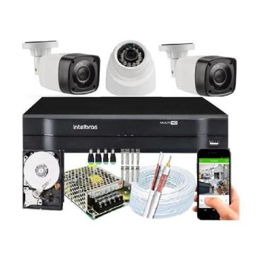 Imagem de Kit 3 Câmeras de Segurança Bulle /Dome 720p dvr Intelbras C/Hd