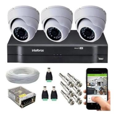 Imagem de Kit Cftv 3 Câmeras Segurança Dome Ir Dvr Mhdx Intelbras