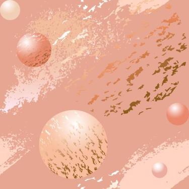 Imagem de Papel de Parede Adesivo Abstrato Salmão Dourado Bolas Círculos Moderno