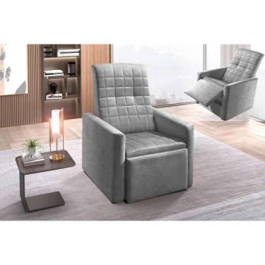 Imagem de Poltrona de Amamentação Sala Reclinável do Papai Top Suede Cinza - Par