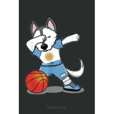 Imagem de Funny Dabbing Husky Argentina Basketball Fans Flag Notebook: A blank lined basketball notebook 6x9 in 110 Pages that makes a fun basketball gift for ... women's basketball, team basketball gifts