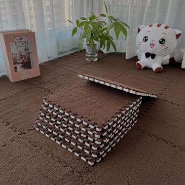 Imagem de Tapete interligado, tapetes macios de espuma vinílica acetinada, tapetes de área fofos, azulejos de proteção, tapete de exercício para crianças, quarto de crianças, sala de estar, quarto, 12 peças