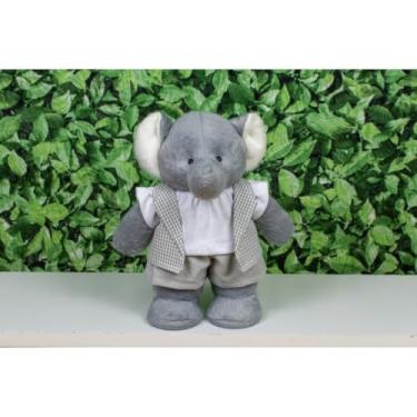 Imagem de PELUCIA SAFARI ELEFANTE AMORE 30 CM (xadrez de cinza)