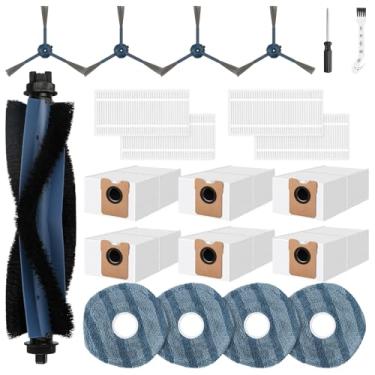 Imagem de Kit de acessórios de 21 peças compatíveis com eufy Vacuum Omni C20, peças de reposição incluem 1 escova principal, 4 escovas laterais, 6 sacos de pó, 4 esfregões, 4 filtros laváveis, 1 ferramenta de
