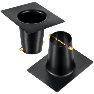 Imagem de Ripeng Pacote com 2 adaptadores de calha de corrente de chuva de metal preto, acessórios de instalação de alumínio para calhas externas (pacote com 2)