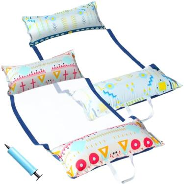 Imagem de FindUWill Pacote com 2 boias infláveis GG para adultos – boias de rede de tecido, boias de piscina com bomba, 4 em 1 (cadeira, jangada, sela, andarilho) boias de rede para adultos