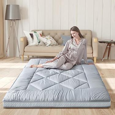 Imagem de Heimorn Colchão de chão japonês, colchão de acampamento dobrável e portátil espesso com capa à prova de poeira, cinza, solteiro