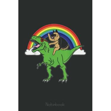 Imagem de German Shepherd Riding Dinosaur Notebook Dog: Cute Trendy Dinosaur Wide Ruled Paper Notebook Journal | Pretty Wide Blank Lined Workbook for Teens Kids ... for Home School College for Writing Notes