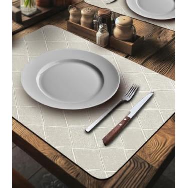 Imagem de 6 Jogo Americano Kori Marfim Impermeável Pvc - Imita Couro