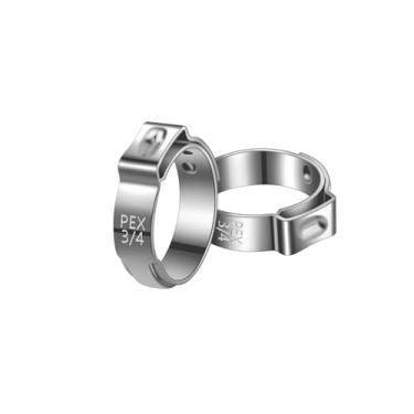 Imagem de 100 peças de anéis de fixação PEX Cinch de 9,5 cm, aço inoxidável 304 braçadeiras de mangueira de orelha única para conexões de encanamento e encaixe de tubos, encaixe de tubulação PEX da RTHIEAI