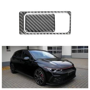 Imagem de IKUESM compatível com Volkswagen VW Golf 8 MK8 2020 2021 Porta-luvas de carro alça decoração moldura capa adesivo de fibra de carbono acessórios interiores de carro(Black)