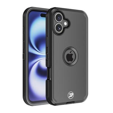 Imagem de Wireless PROTECH Capa compatível com Apple iPhone 16 Plus (tamanho da tela de 6,7 polegadas), TPU de camada tripla robusta e capa lisa de policarbonato (preta/preta)