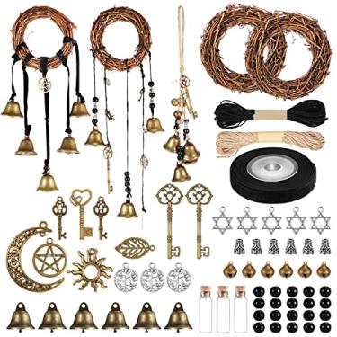 Imagem de Kit DIY de 62 sinos de bruxa para maçaneta de porta para proteção, sino de bruxa, decoração de bruxaria, decorações de bruxaria, bruxas, sinos de vento, decoração