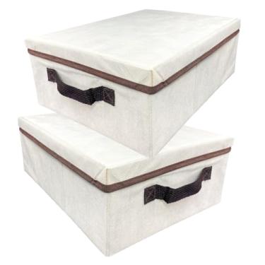 Imagem de kit 2 Caixas Organizadoras Grande Dobrável Com Alça e Tampa 28x15x38 Armazenamento Ideal Para Closets e Armarios