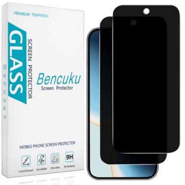 Imagem de Bencuku (Pacote com 2) Protetor de tela de privacidade projetado para Google Pixel 9 Pro XL Película de vidro temperado privada anti-espião, suporta desbloqueio de impressões digitais, antiarranhões,