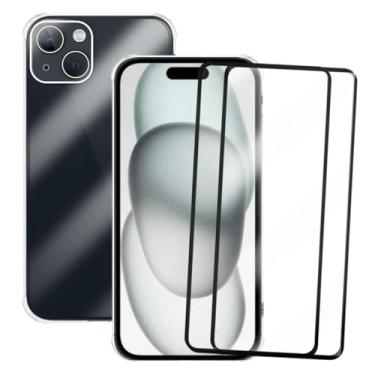 Imagem de Capa Capinha Case Anti Shock Slim Compatível iPhone 15 Plus e 2 Pelicula de Vidro 3d Cobre Toda Tela