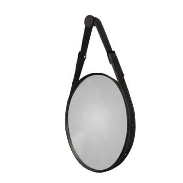 Imagem de Espelho Decorativo Fine 45cm com Alça em Couro - Larflex, Preto