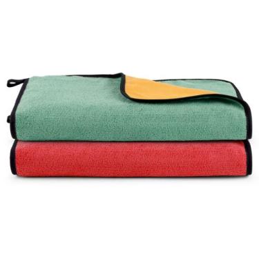 Imagem de Kit 02 Panos Flanela E Microfibra Dupla Face Toalha Para Limpeza Em Ge