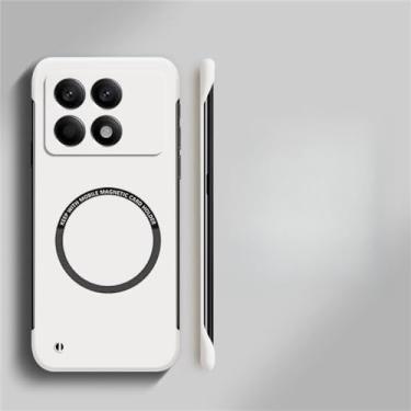 Imagem de Capa de telefone sem moldura magnética ultra fina para PC rígido para Xiaomi Poco X6 Pro F3 F4 F5 Pro Matte Pure Color Solid Cover, Marfim, para Poco F5 Pro