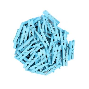 Imagem de Mini Prendedor Pregador Colorido Kit com 50 peças 2,5cm Fotos Mural de fotos Decoração festas drinks chá de bebê scrapbook (Azul Claro)