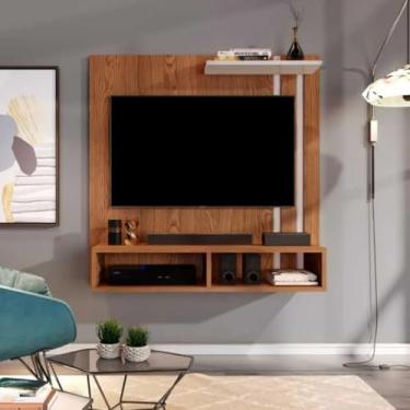 Imagem de Painel Para Televisão Tv de Até 32 Polegadas Sun Com Nicho e Prateleira MDF (Freijó/Off White)