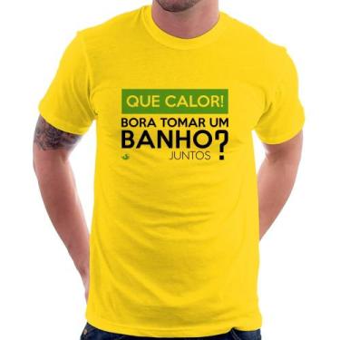 Imagem de Camiseta Que calor! Bora tomar um banho juntos - Foca na Moda, Amarelo