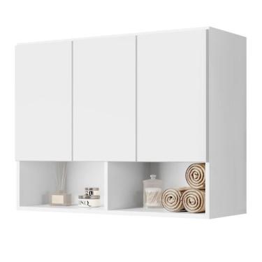 Imagem de Armario Aéreo Organizador Multiuso Quarto Sala Bela 3 Portas - Mega Fá