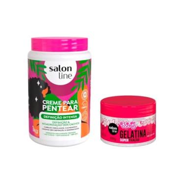 Imagem de Salon Line, Kit Definição Intensa e Extra Brilho com Creme de Pentear e Gelatina Capilar, Somente o Creme de Pentear Não é Vegano - Para Cabelos Ondulados, Cacheados e Crespos, 300 g e 1 kg