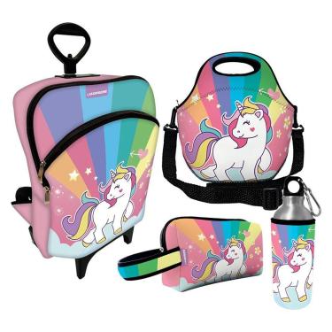 Imagem de Kit Escolar Infantil Mochila de Rodinha + Lancheira Térmica + Necessaire Plus + Squeeze de Alumíni-Unissex