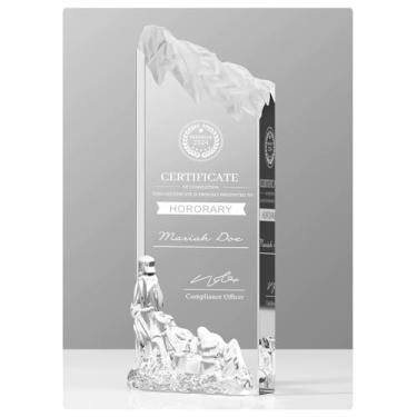 Imagem de Bespoke Crystal Trophy - Prêmio luxuoso para vencedores de competições, reuniões corporativas e reconhecimento de funcionários - Inspiração Grand Mountain Peak (1, 24 x 9 cm)