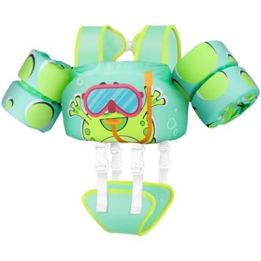 Imagem de Vvinca Colete de natação infantil para crianças de 5,9 a 13,6 kg, meninos, meninas, jaqueta boia de piscina com alça ajustável na virilha nas mangas no ombro para bebês de 1 2 a 3 anos aprendem a