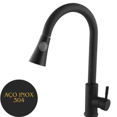 Imagem de Torneira Gourmet Extensível Monocomando para Cozinha Preta  - Moreira 